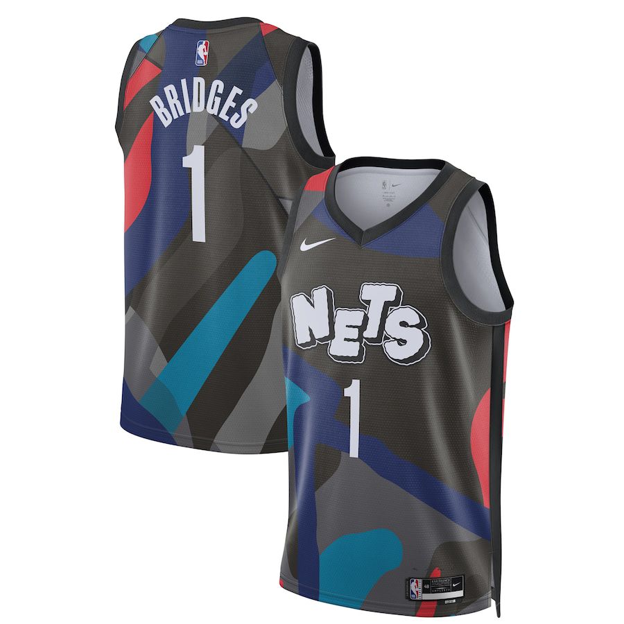 Men Brooklyn Nets 1 Mikal Bridges Nike Black City Edition 2023-24 Swingman NBA Jersey
